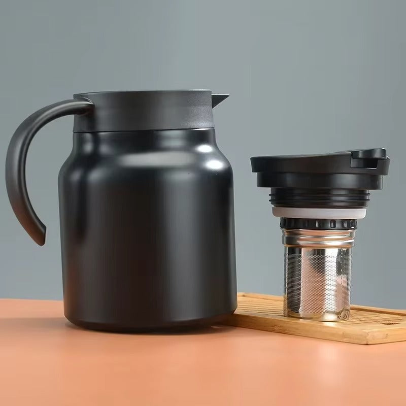 1000ml Insulated Thermal Coffee & Tea Pot with Infuser (Black)